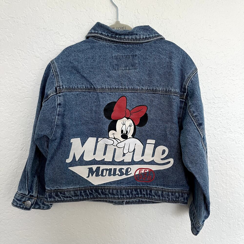 Zara Minnie Mouse Denim Jacket Size 5Y